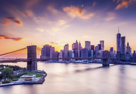United States, New York City, Manhattan, Lower Manhattan, Brooklyn Bridge