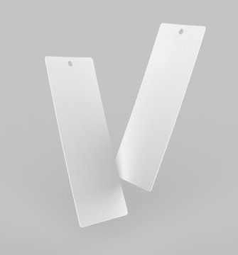 White blank tag or label and bookmark or bookmaker for template design and mock up. 3d render illustration.