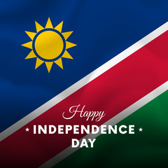 Banner or poster of Namibia independence day celebration. Waving flag. Vector illustration.
