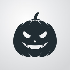 Icono plano silueta calabaza Halloween en fondo degradado