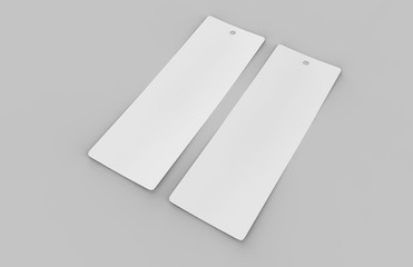 White blank tag or label and bookmark or bookmaker for template design and mock up. 3d render illustration.