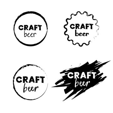 Craft beer signs set. Vector illustration.