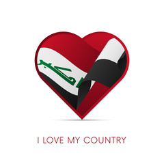 Iraq flag in heart. I love my country. sign. Vector illustration.