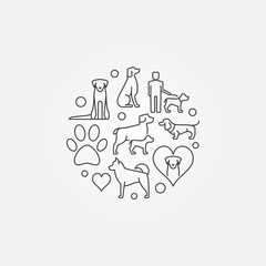 Cute round illustration with dog icons