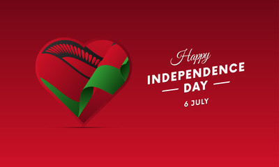 Banner or poster of Malawi independence day celebration. Waving flag. Vector illustration.
