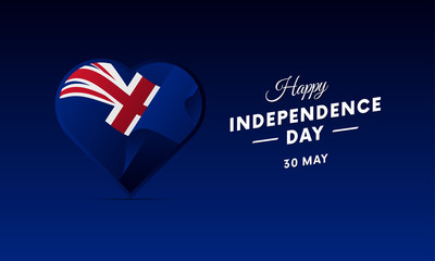 Banner or poster of Anguilla independence day celebration. Waving flag. Vector illustration.