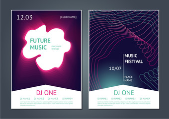 Party music posters design. Future electronic sound. Modern art style. Dance festival