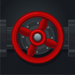 Obraz premium Red metal valve. Retro tool for analogue interface.