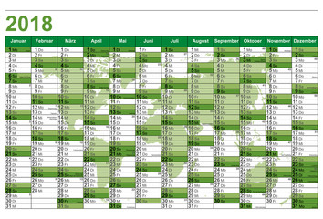 Kalender 2018 - Wandkalender mit Weltkarte (Grün)