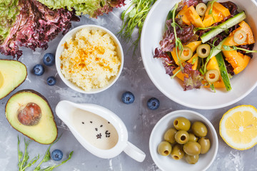 Bright colorful salad with couscous