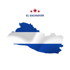 Obraz premium El Salvador map with waving flag. Vector illustration.