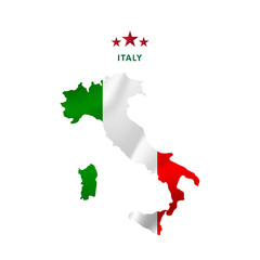 Italy map with waving flag. Vector illustration.