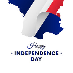 Fototapeta na wymiar Banner or poster of France independence day celebration. France map. Waving flag. Vector illustration.