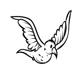 Cartoon Flying Bird Vector Shape