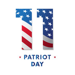 Patriot Day sticker or banner. Waving flag. Vector illustration.