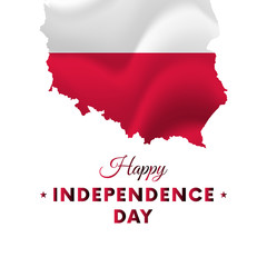 Banner or poster of Poland independence day celebration. Poland map. Waving flag. Vector illustration.