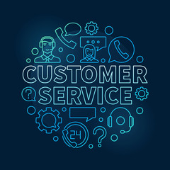 Fototapeta na wymiar Blue customer service round illustration - vector customer suppo
