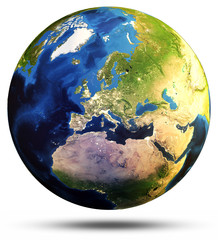 Earth sphere map 3d rendering