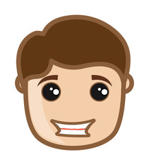 Content Feeling Cartoon Boy Face