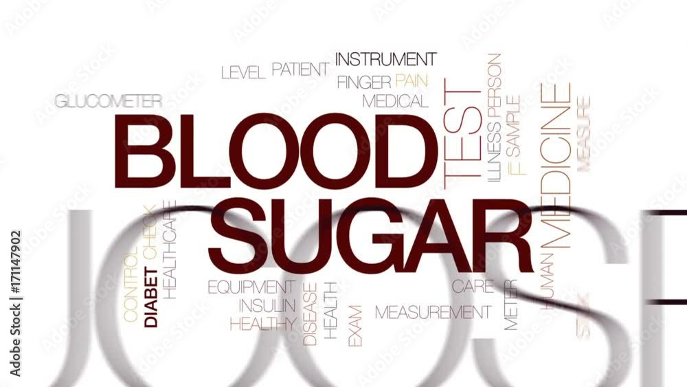 Sticker blood sugar animated word cloud, text design animation. kinetic typography.