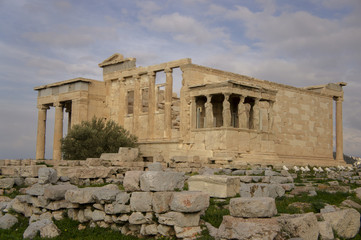 Fototapeta na wymiar Hellenic temple of Erechteion on Acropolis in Athens