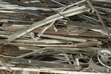Pile of aluminum scrap wait for recycle