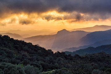 Obraz premium Scenic views of Inthanon Mountain at Kew Mae Pan Nature Trail, Chiang Mai Province, Thailand