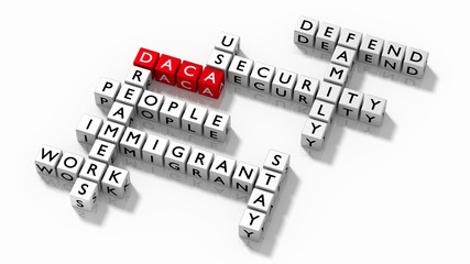 Crossword puzzle with DACA keywords immigration concept