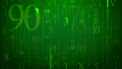 E-letter with columns, Arabic and Latin numbers