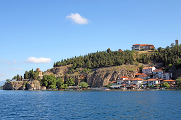 Fototapeta na wymiar Jovan Kaneo church and buildings Ohrid Macedonia