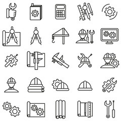 Engineering Thin Line Icon Set. Vector