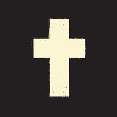 Obraz premium Vector sign of light cross on a dark scratched background in grunge style