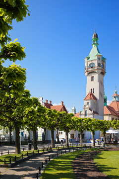 Fototapeta Lighthouse and Park in Sopot Town in Poland