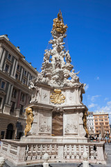 Fototapeta na wymiar Austria, Vienna, Wiener Dreifaltigkeitssaule or Pestsaule - Holy Trinity or Plague Column, Baroque monument from 17th century