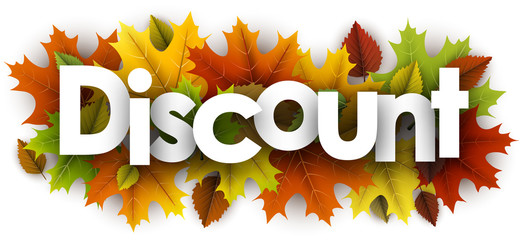 Autumn discount background with leaves.