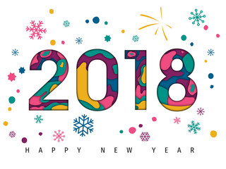 Happy New Year 2018 paper cut  Background, Carte de voeux - New year greeting card, New year background. 2018 Happy New Year Background for your Seasonal Flyers, brochure, and Greetings Card.