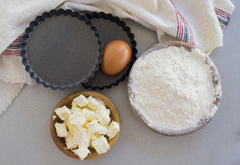 flour and ingredients  Top view