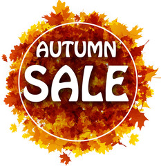 Autumn sale card with orange leaves.