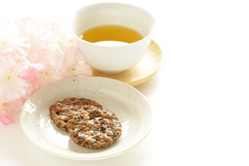 Japanese food, sesame seed rice cracker