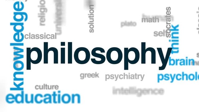 Philosophy animated word cloud, text design animation.