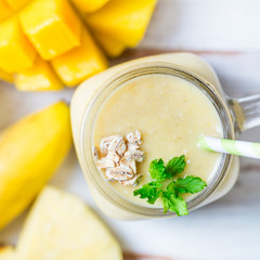 Mango, Banana, Pineapple and Oatmeal Smoothie in the Jar