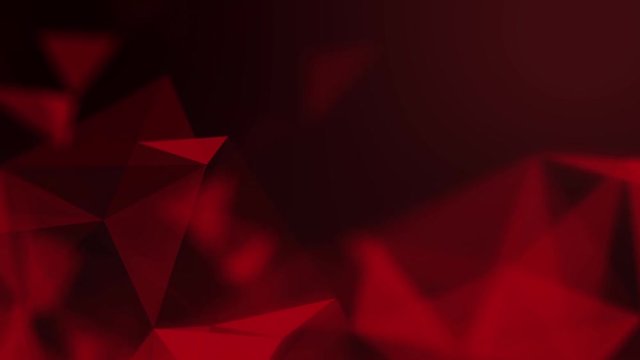 Abstract connected triangles on bright red background. Technology concept
