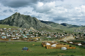 Stadtansicht von Tsetserleg, Mongolei