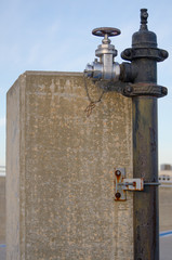 A fire hydrant on the top floor of a parking garage in Anniston, Alabama, USA