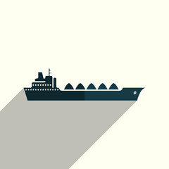 Sea transport flat icons with of shadow. Vector illustration