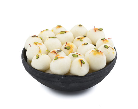 indian sweet Rasgulla, Famous Bengali Sweet over white Background