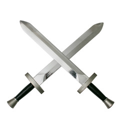 Crossed swords isolated on white. Duel symbol.