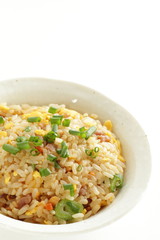 Chinese fried rice with spring onion on top