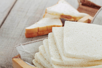 White bread on tray.