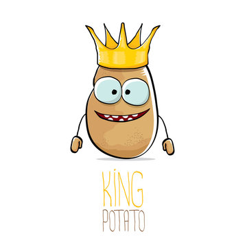 vector funny cartoon cool cute brown smiling king potato